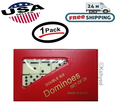 DOMINOES ONLINE DOUBLE SIX GAME SET 28 TILES & CASE/FREE DOMINO SALE - NEW - Image 1 of 4