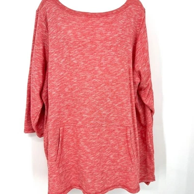 Liz Claiborne Coral Marled Tunic Kangaroo Pocket Size 3X - Image 1 of 4