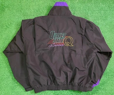 Jaqueta de corrida vintage anos 90 Quaker State NASCAR zíper completo masculina GG equipamento superior preta - Imagem 1 de 4
