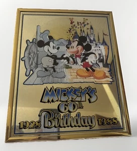 Mickey's 60th Birthday Walt Disney Framed Mirror Gold 11"x13" - Picture 1 of 6
