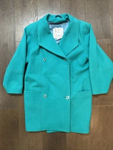 Abrigo vintage London Fog 100 % lana doble botonadura guisante té para mujer talla mediana 8 - Imagen 1 de 11