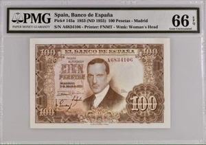 Billete 100 Pesetas 1953 PMG 66 Serie A - Imagen 1 de 2