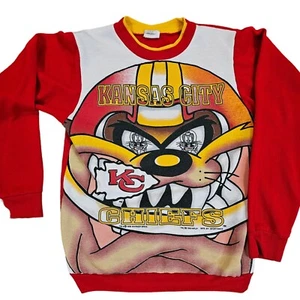 Retro 90s Womens S Kansas City Chiefs Sweatshirt Looney Tunes Large Graphic Thin - Picture 1 of 15