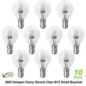 10 x 28W Clear Fancy Round Light Globes / Bulbs Small Bayonet Cap SBC B15 - Picture 1 of 4