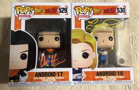 Colleen Clinkenbeard Chuck Huber Signed Funko Pop Set Android 17 18 JSA COA 5 Cover