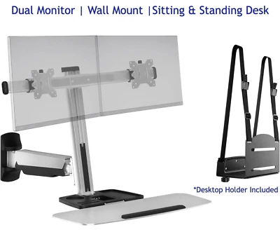 Ergotech DUAL MONITOR WALL-MOUNT SITTING & STANDING Convertible Desk - Image 1 of 4