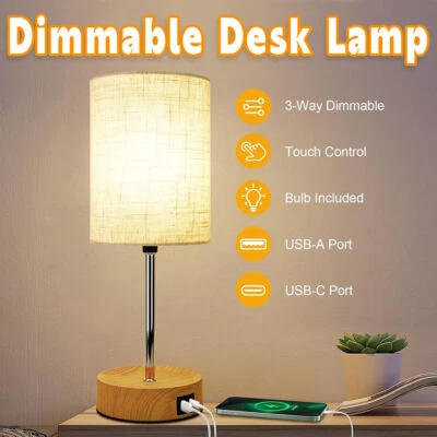 Bedside Lamp Touch Control Table Lamp with USB A Charging Ports 3-Way Dimmable - image 1 of 4
