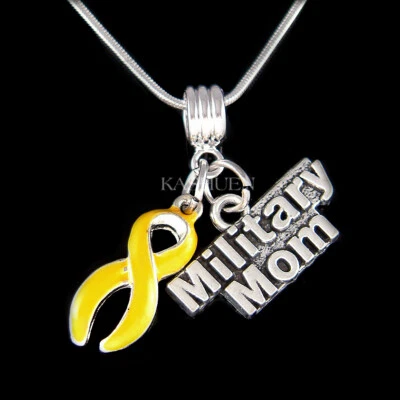 Fita de implantação amarela militar mãe exército fuzileiros navais força aérea colar bonito - Imagem 1 de 4
