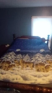 MIDNIGHT WOLVES Howling Pack blue Comforter twin - Picture 1 of 11
