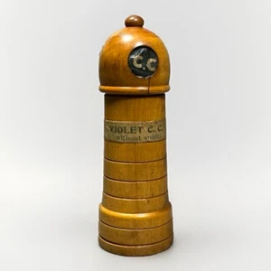 Antiguo Portabotellas Perfume Faro Madera Árbol 1924 Feria Mundial Violeta CC - Imagen 1 de 11