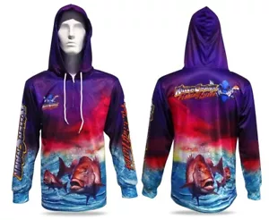 New Unisex Snapper Hooded Killer Crank Fishing Shirt. All Kids And Men’s Sizes - Picture 1 of 5