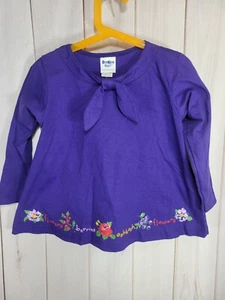 Vintage NOS NEW OSH KOSH Bgosh Girls 4T Knit Dress Purple Bow USA Made L/S - Picture 1 of 6