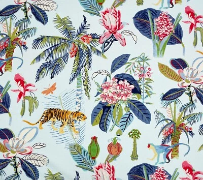 TOMMY BAHAMA HEAVENLY KINGDOM AEGEAN TIGER MONKEY MULTI-USE FABRIC BY YARD 54"W - Image 1 of 4