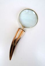 Antique Nautical Brass Round Lens Handheld Magnifying Glass Real Ox Horn Handle