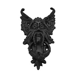 Oberon King Door Knocker Antique Decor Black Finish Front Face Cast Iron Pull