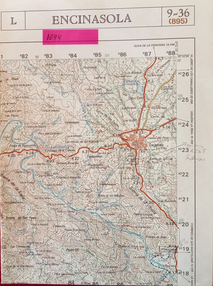 MAPA TOPOGRAFICO "ENCINASOLA" 9-36 (895) ESCALA 1:50000 # 1694 - Imagen 1 de 1
