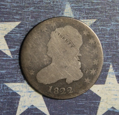 1822 CAPPED BUST SILVER QUARTER COLLECTOR COIN, FREE SHIPPING Cover