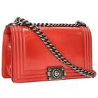 CHANEL #13 Boy Glass Leather Shoulder Bag Red 019032 SJ02 Accessory