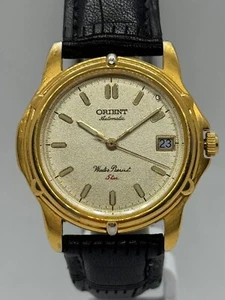 Orient Automatic 597913-50 Wrist Watch Japan WR 50m Date Vintage Gold Tone - Picture 1 of 19