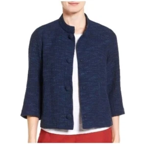 Eileen Fisher Petie Rhythmic Woven Cotton Slub Jacket - Picture 1 of 4