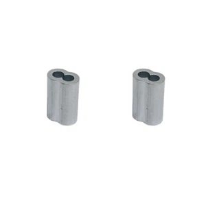 2 Pc 3/8" Aluminum Sleeve Wire Rope Swage Crimp Clip Duplex Oval Sleeves - Picture 1 of 5