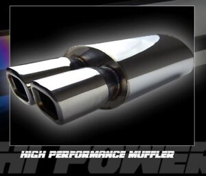 Polished Dual 3" Square Tip Exhaust Muffler Canister 2.5" Inlet Fit Mercedes