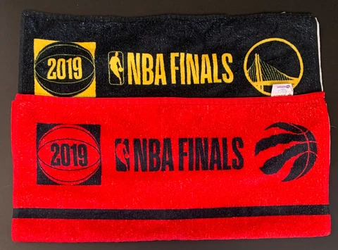 2019 NBA Finals Toronto Raptors + GS Warriors Game Used Players Bench Towels Cover