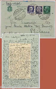 64200 - ITALIA REGNO - STORIA POSTALE: INTERO POSTALE Espresso Manuscritto 1944 - Picture 1 of 1
