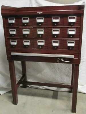 ART METAL Jamestown NY Mid-Century Modern 15-Drawer Library Card Catalog Cabinet - Image 1 of 4