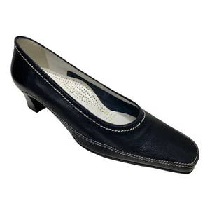 SCARPE DECOLTE SANDALI TACCO DONNA FRANCA 1852 F37 PELLE BLU ORIGINALE AI - Picture 1 of 6