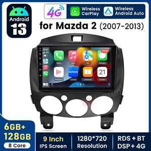 For Mazda 2 2007-2013 CarPlay Head Unit Android 13 Car Radio DAB+WiFi GPS SatNa - Picture 1 of 13