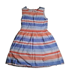 Gymboree Girls 100% Cotton Striped Sleeveless Dress Blue Orange White Size 10 - Picture 1 of 7