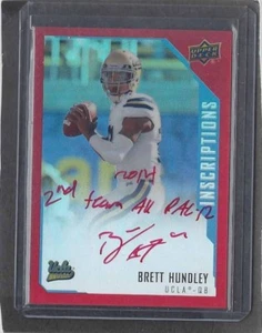 1/1 BRETT HUNDLEY 2015 UD INSCRIPTIONS RED INSCRIBED AUTO RC #D 7/49 JERSEY #7! - Picture 1 of 1