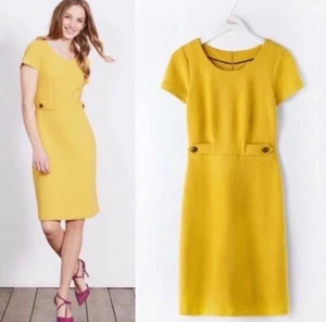 Boden Mustard Yellow Cordelia Ottoman Sheath Dress US Size 6 - Picture 1 of 8