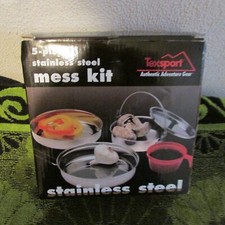 New Texport 5 Piece, Stainless Steel Mess Kit. Camping/ Hiking Set.