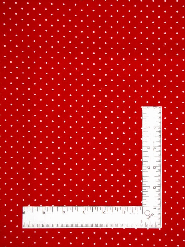 Tela de lunares por yarda rojo verdadero con pequeños puntos blancos tela de algodón Foto 1 de 1