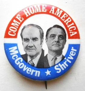 Vintage McGovern - Shriver Pinback Button - Picture 1 of 2