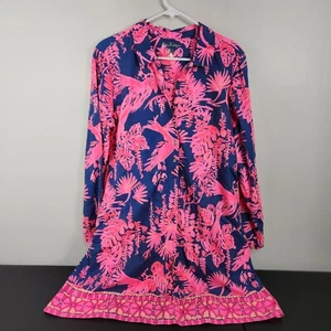 Vestido túnica Lilly Pulitzer Lillith vestido de noche rosa azul M playa - Imagen 1 de 14