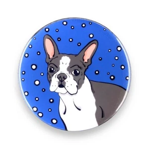 Boston Terrier Hund Weihnachten Schnee Magnet Handarbeit Haustier Portrait Geschenk Dekor 3,5" - Bild 1 von 21