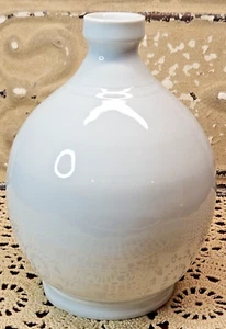 Signed J. Mitchell & Numbered Glossy Glazed Pottery Sake Tokkuri Bottle White - Picture 1 of 8
