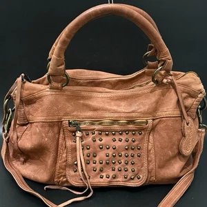 MONI MONI Cinzia Moniaci Brown Italian Leather Studded Splendor Tote Satchel Bag - Bild 1 von 18