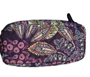 NWOT Vera Bradley Batik Leaves Floral Lined Cosmetic Makeup Case Purple Pink - Picture 1 of 5