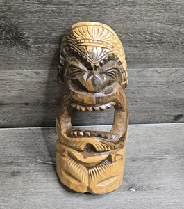 Handgeschnitzte hawaiianische Stil Tiki Totem Holzmaske 12"x 6" Zoll - Bild 1 von 6