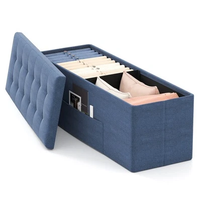 43" Folding Storage Ottoman Bench with Removable Divider & Side Pocket Bedroom - Image 1 of 4