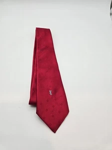 Yves Saint Laurent Luxury Designer Mens Tie Red - Picture 1 of 6