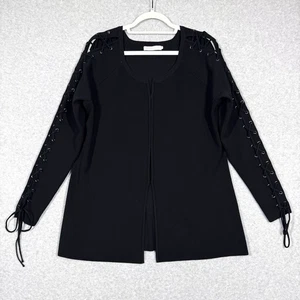 Anne Fontaine Pullover Damen 12 US 44 EU Schnürärmel Strick Cardigan Tunika schwarz - Bild 1 von 13