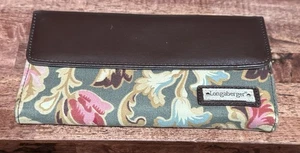 Longaberger Brown w/ Flower Green Brown Blue Pink Wallet Organizer - Picture 1 of 4