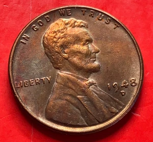 1948-D Lincoln Wheat Cent Penny GEM RED BU From an Original Bank Roll - Picture 1 of 9