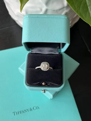 Tiffany & Co Soleste Diamond Engagement Cushion Cut Ring PT950 Band Certificate - Image 1 of 4