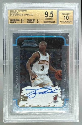 5043 Dwyane Wade 2003 Bowman Chrome Rookies & Stars #149 Auto RC/250 BGS 9.5/10 Foto 1 de 3